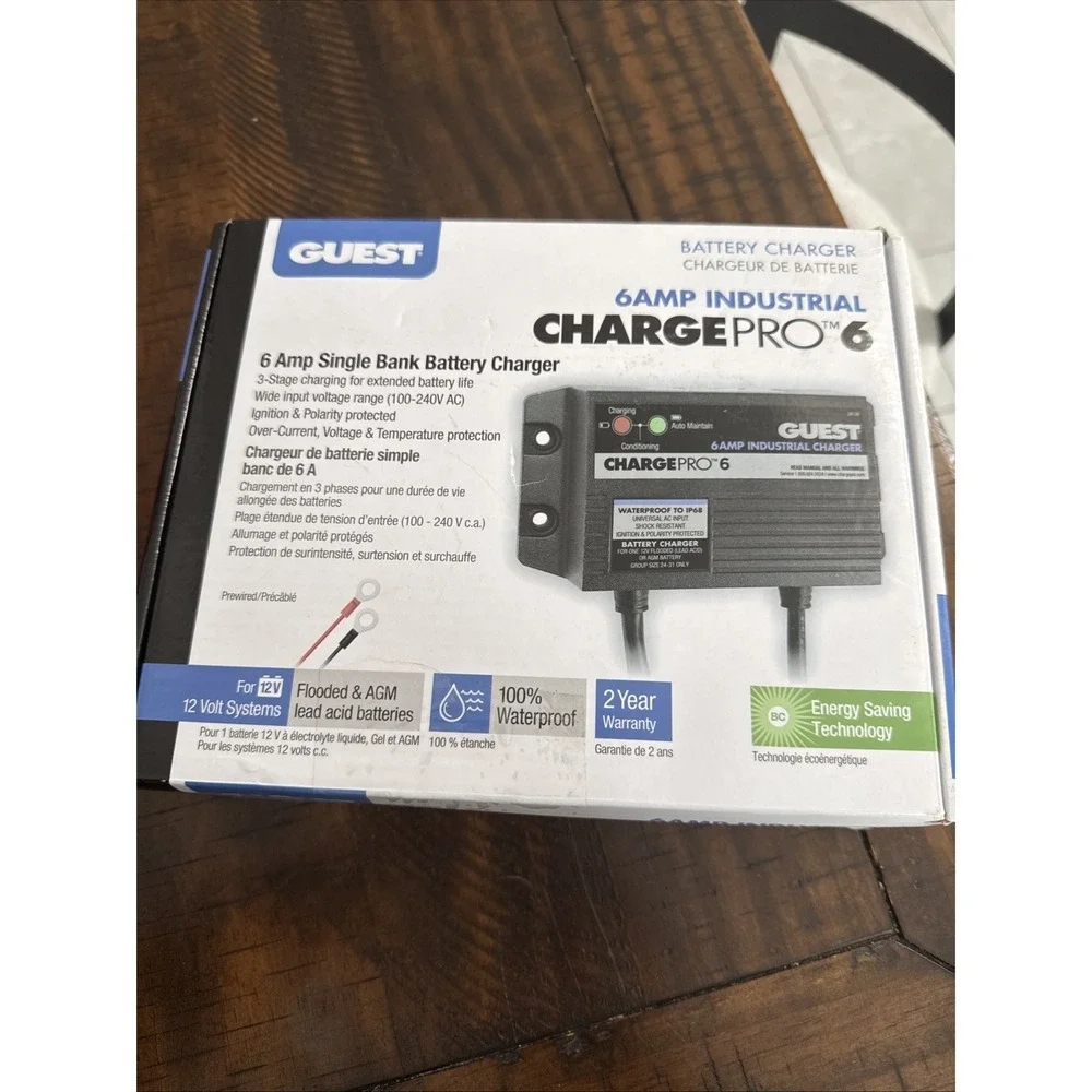 GUEST CHARGE PRO 6 AMP INDUSTRIAL‎ / MARINE/ BATTERY CHARGER 1 BANK 12V ON BOARD